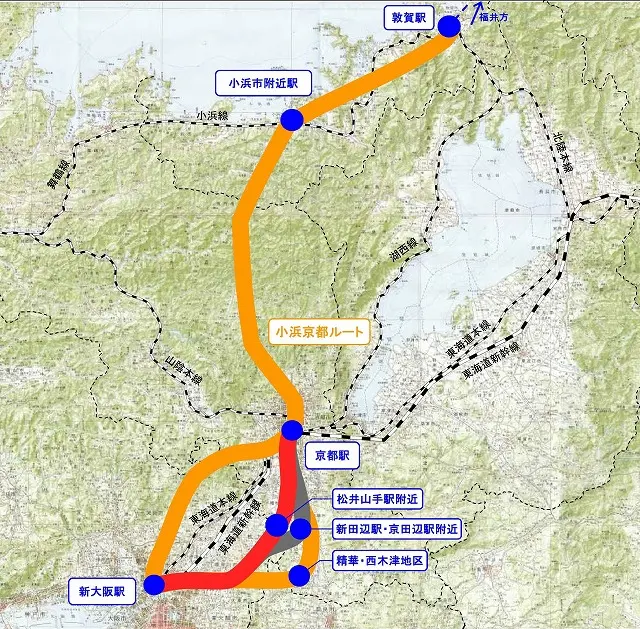 北陸新幹線 敦賀・大阪間 予定図